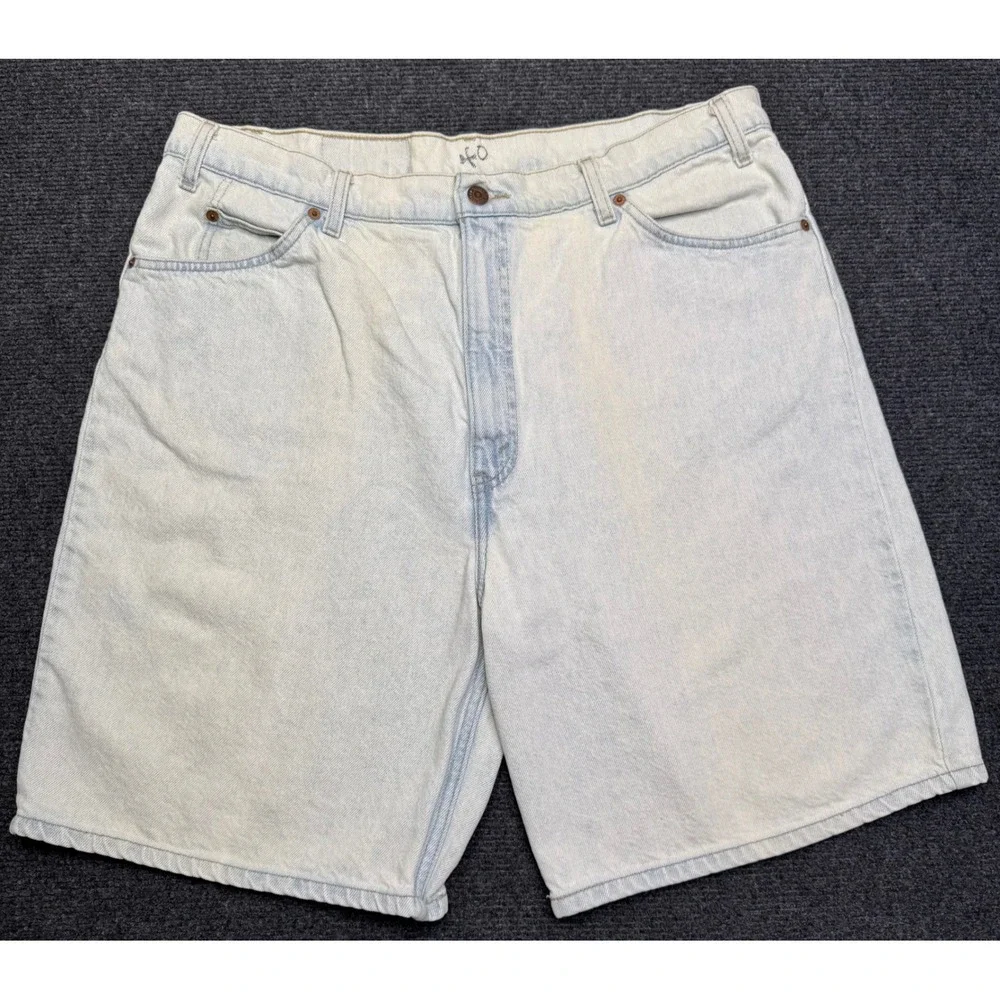 Vintage Levis 550 Orange Tab Relaxed Fit Denim Shorts Light Wash Mens 40 90s